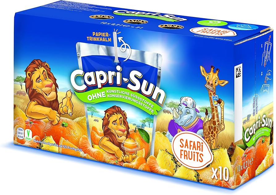 zk93pqpkgs.jpg Сік Capri-Sun Safari Fruits (банан,апельсин,мандарин,лимон) 200 мл - Зображення 1