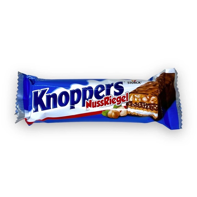 3gm3i7ymfn.jpg Батончик Knoppers NussRiegel в молочному шоколаді з фундуком 40г - Зображення 1