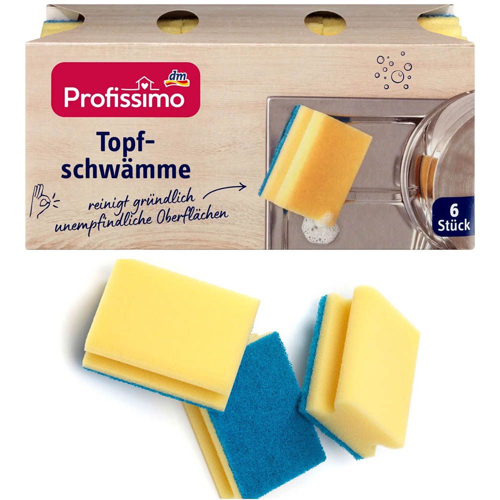 kpjp2ei6hg.jpg Губки Profissimo для миття посуду Topf-schwamme для нечутливих поверхонь 6 шт. - Зображення 1