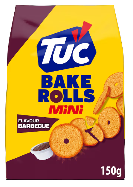 xt6kuaxz4t.png Сухарики Tuc Bake Rolls з соусом bbq 150 г - Зображення 1