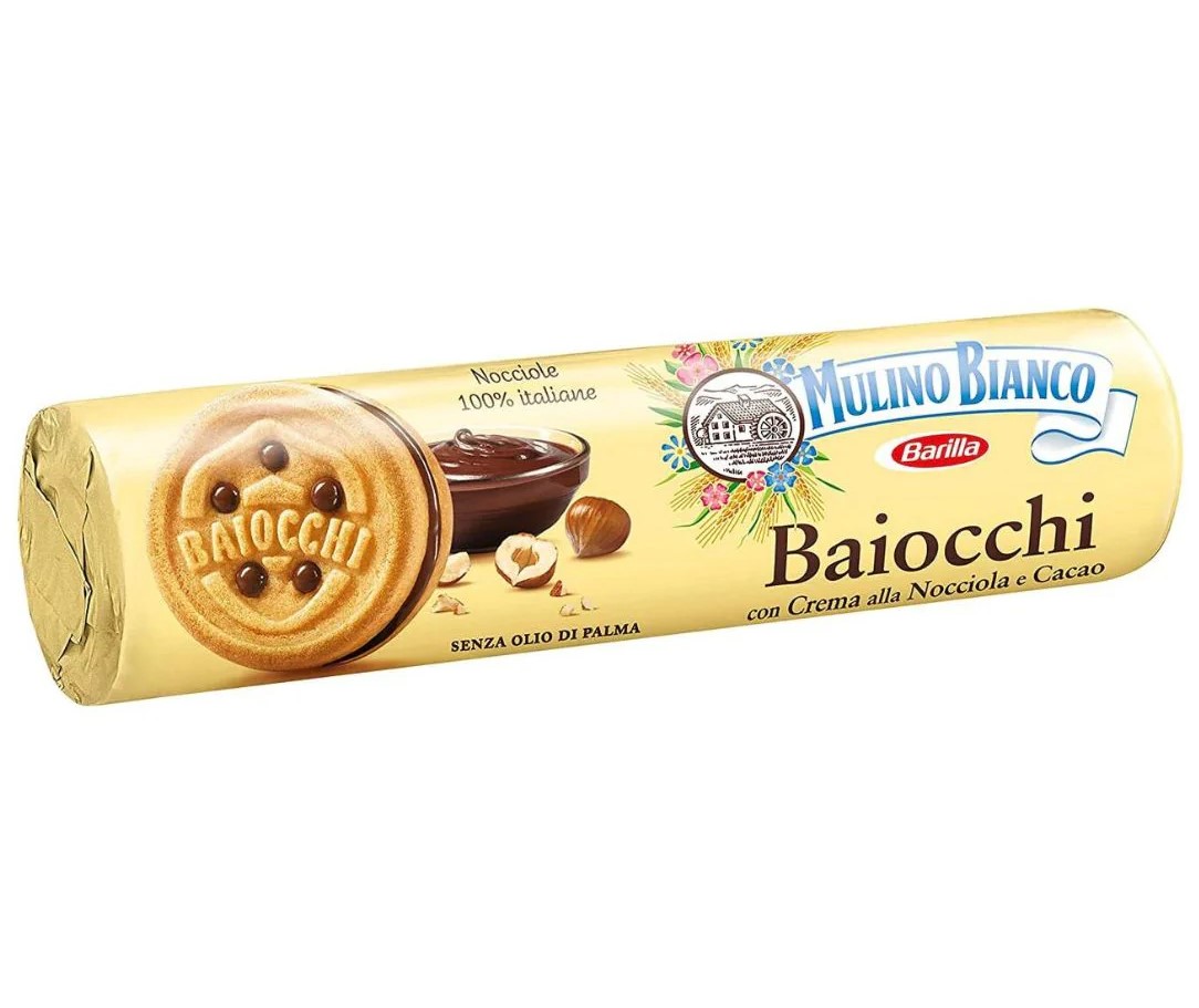 zz2tsxfqd8.jpg Печиво Mulino Bianco Baiocchi з шоколадно-горіховим кремом без пальмової олії 168 г — изображение 1