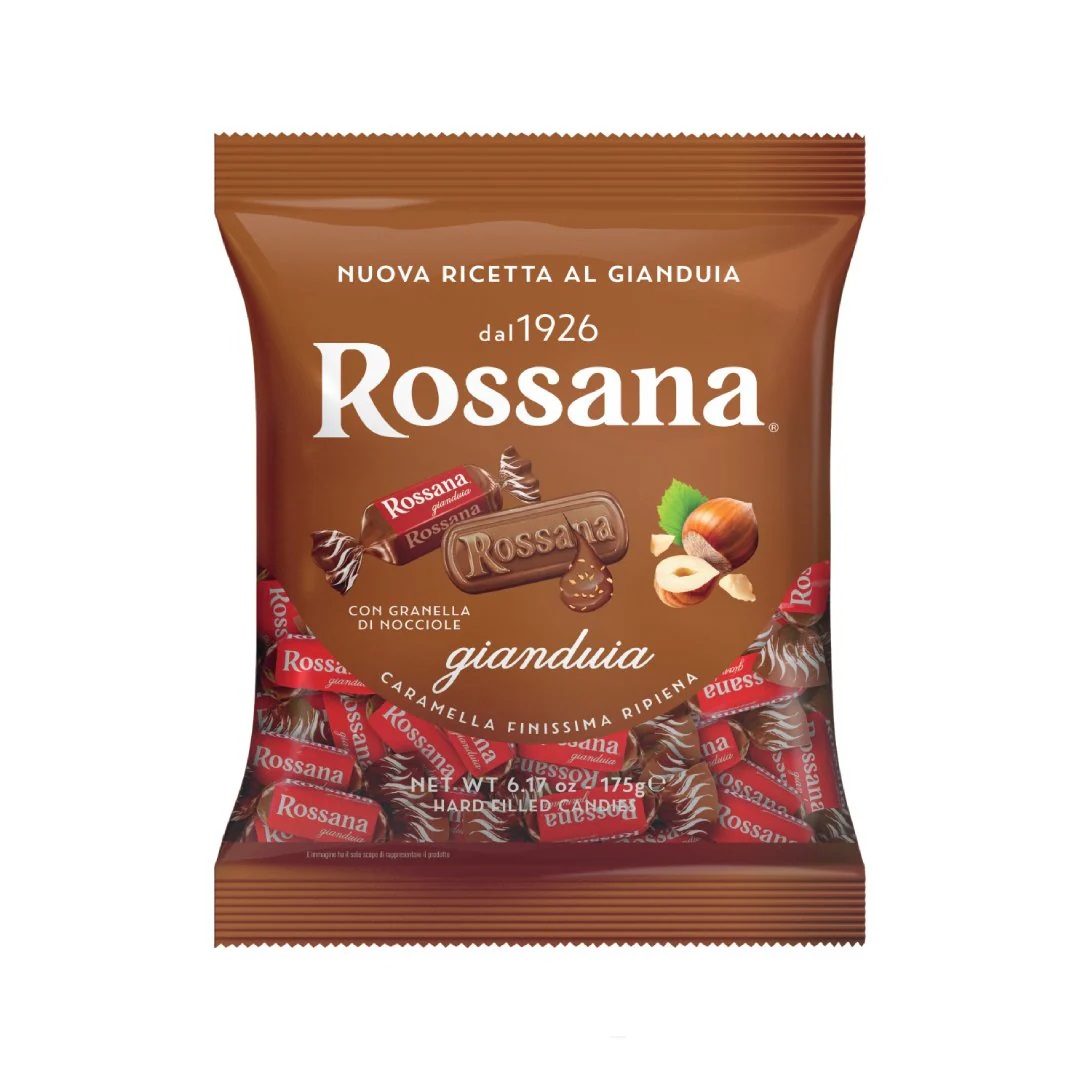 07pf228ghg.jpg Льодяники Rossana Gianduia Chocolate карамельні з шоколадною начинкою 175 г - Зображення 1
