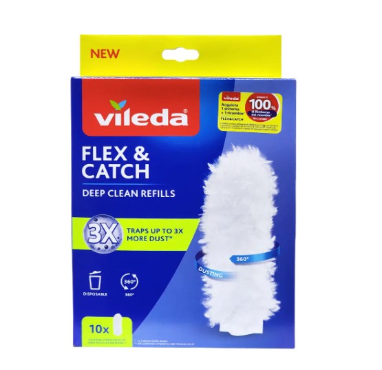 ab4r8cvrpc.jpg Запаски для пилозбиральної щітки Vileda Flex & Catch 10 шт - Зображення 1