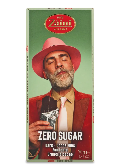 8a7umyjxp0.png Шоколад Zaini Milano Dark-Cocoa Nibs чорний з шматочками какао-бобів без цукру 70 г - Зображення 1