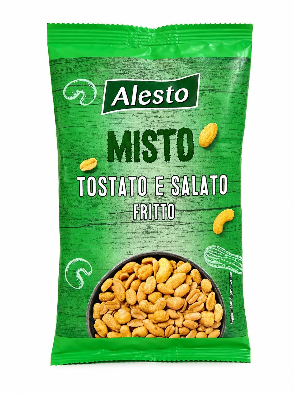 ohbdnuedq9.jpg Суміш горіхів Alesto Tostato e Salato Fritto смажений в олії 250 г - Зображення 1