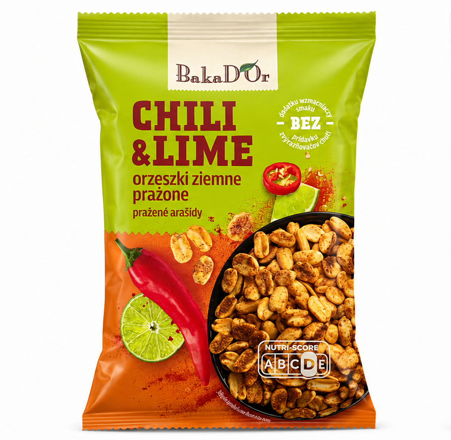 on4hynrw32.png Арахіс BakaDor Chili & Lime з чилі та лаймом 240 г - Зображення 1