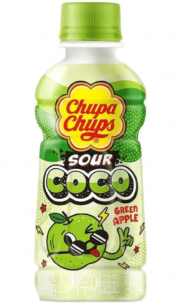 qsgwmv9qn3.jpg Напій Chupa Chups Coco Apple газований зелене яблуко та кокос 240 мл — изображение 1