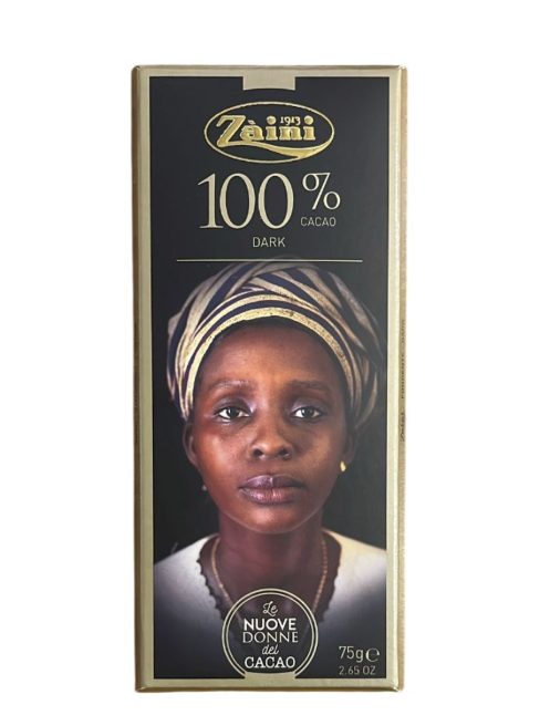 z9cd380y9e.png Шоколад Zaini Dark чорний 100% 75 г - Зображення 1