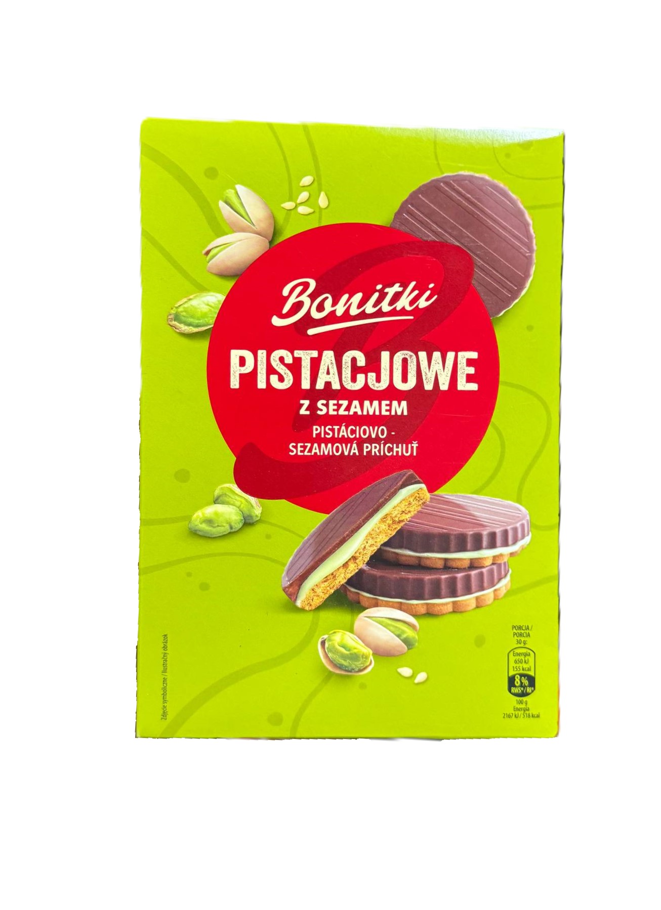 ze9ylh2mot.jpg Печиво Bonitki Pistacjowe z sezamem фісташкове з кунжутом 180 г — изображение 1