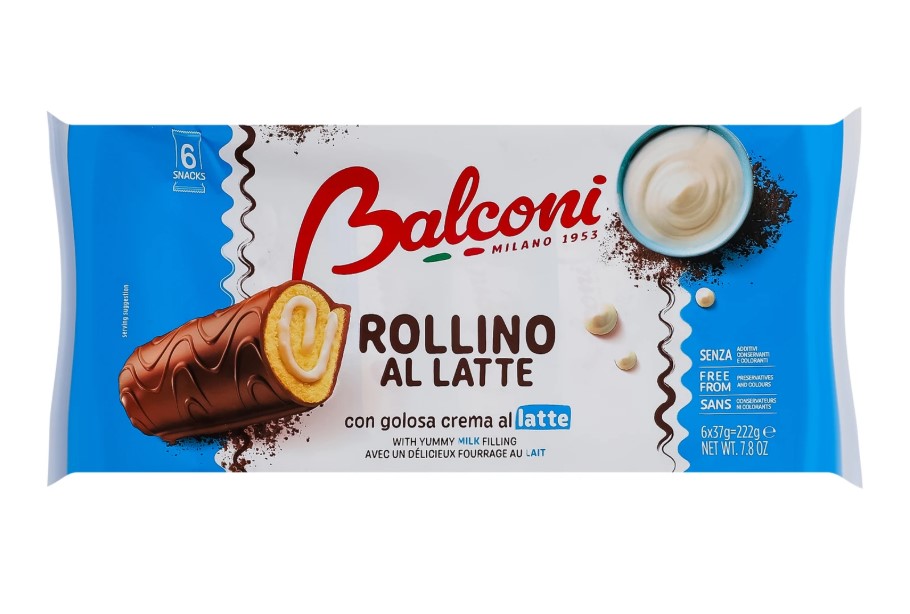 171blfyprw.jpg Бісквітні рулети Balconi Rollino молочний 222 г - Зображення 1