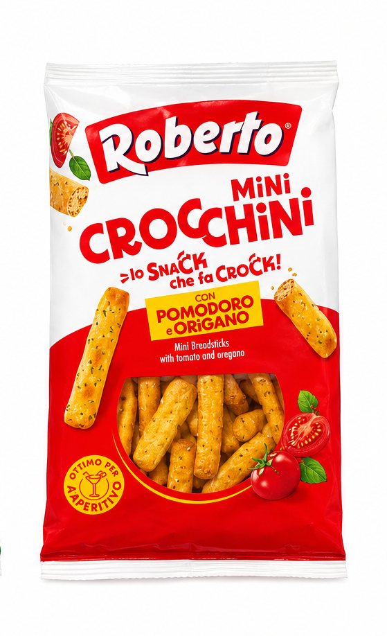 4zjlft9ioi.png Хлібні палички Roberto Mini crocchini Con Pomodoro e Origano з помідором і орегано 150 г — изображение 1
