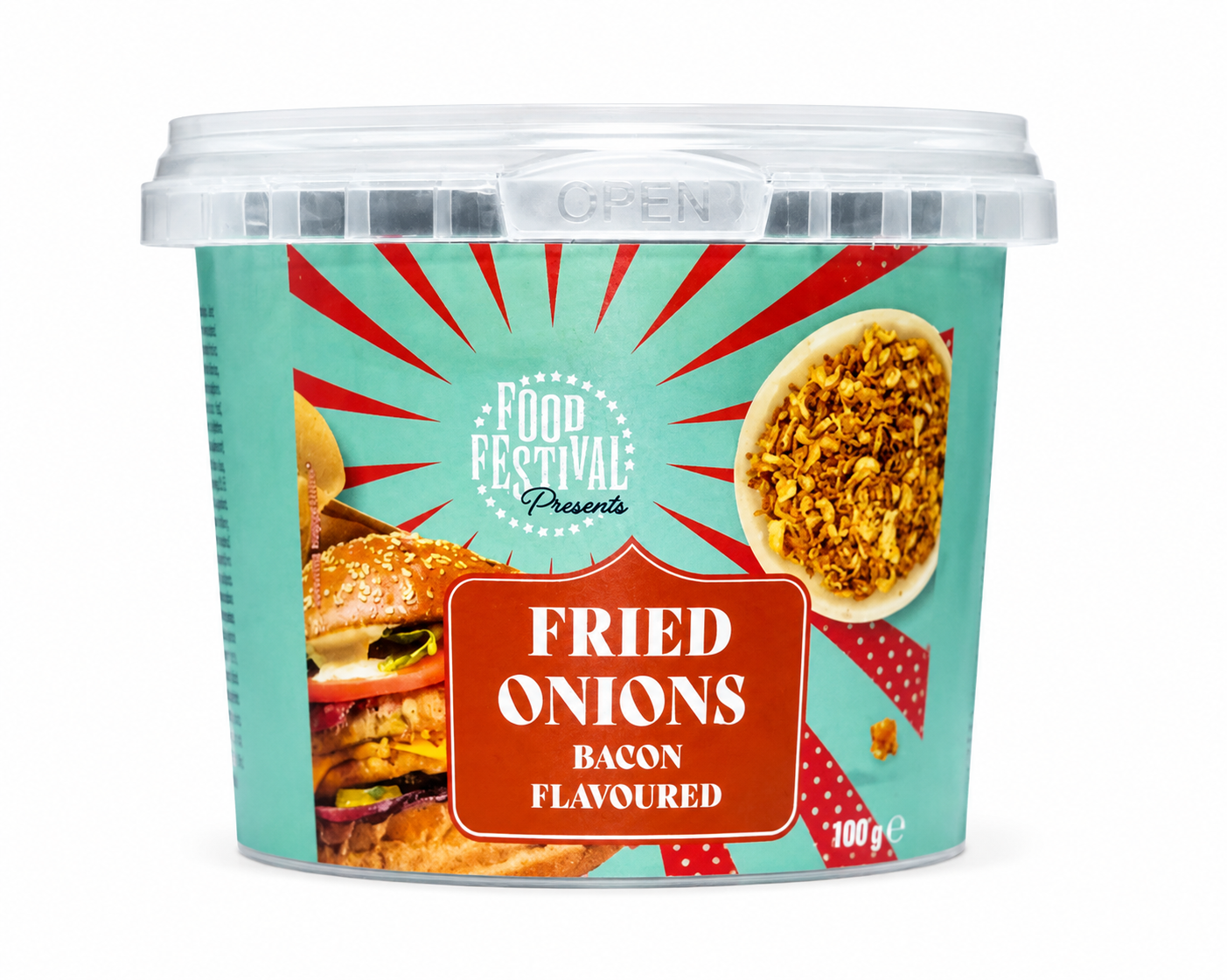 88erpsh7p7.png Смажена цибуля Food Festival Bacon зі смаком бекону 100 г - Зображення 1