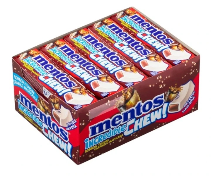 ejy5ji02vs.jpg Жувальні цукерки Mentos Chew зі смаком коли 45 г - Зображення 1