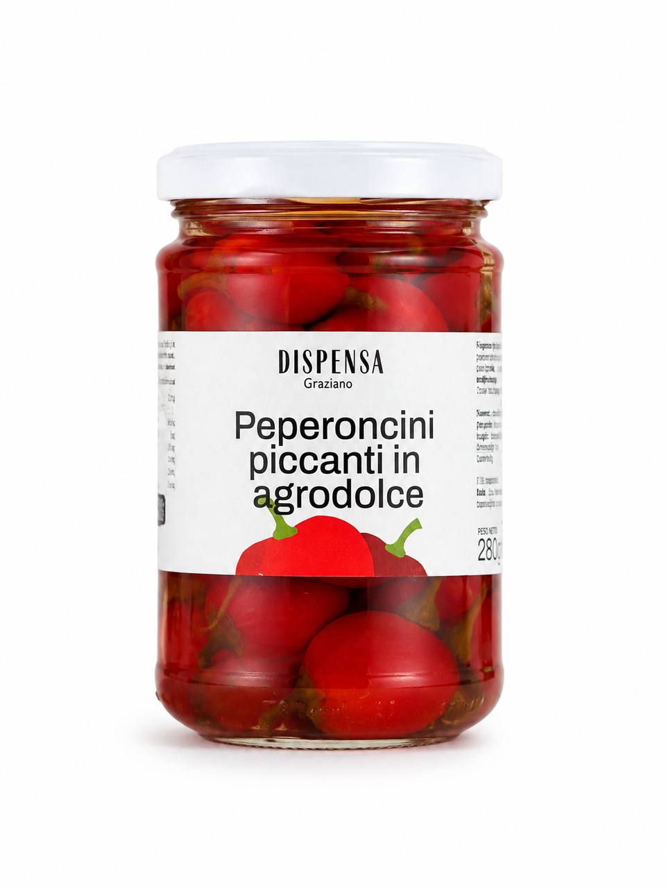 lsiektepcu.jpg Перець Dispensa Peperoncini piccanti in agrodolce у кисло-солодкому маринаді 280/140 г — изображение 1