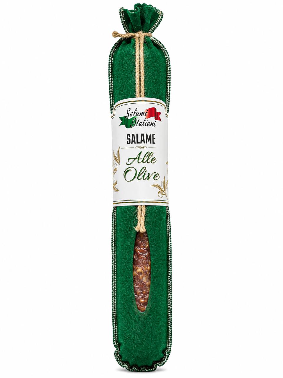 xb39yz9nrc.jpg Салямі Salami Italiani Alle Olive з оливками вагова 300 г +- - Зображення 1