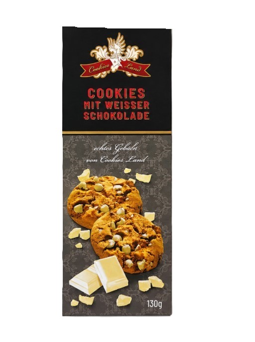 ygxmouutbo.jpg Печиво Cookies Land Cookies mit weisser schokolade з білим шоколадом 130 г - Зображення 1