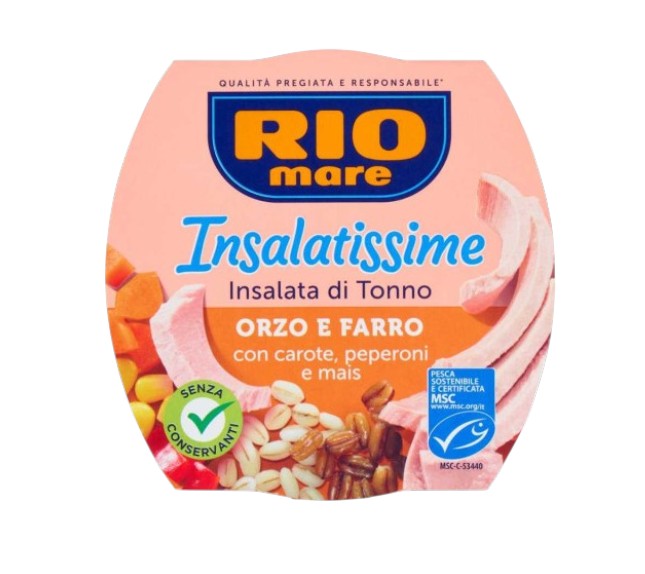 d3vz5j2gdm.jpg Салат Rio mare Insalatissime Orzo E Farro з тунцем,ячменем,морквою,перцем і кукурудзою 160 г - Зображення 1
