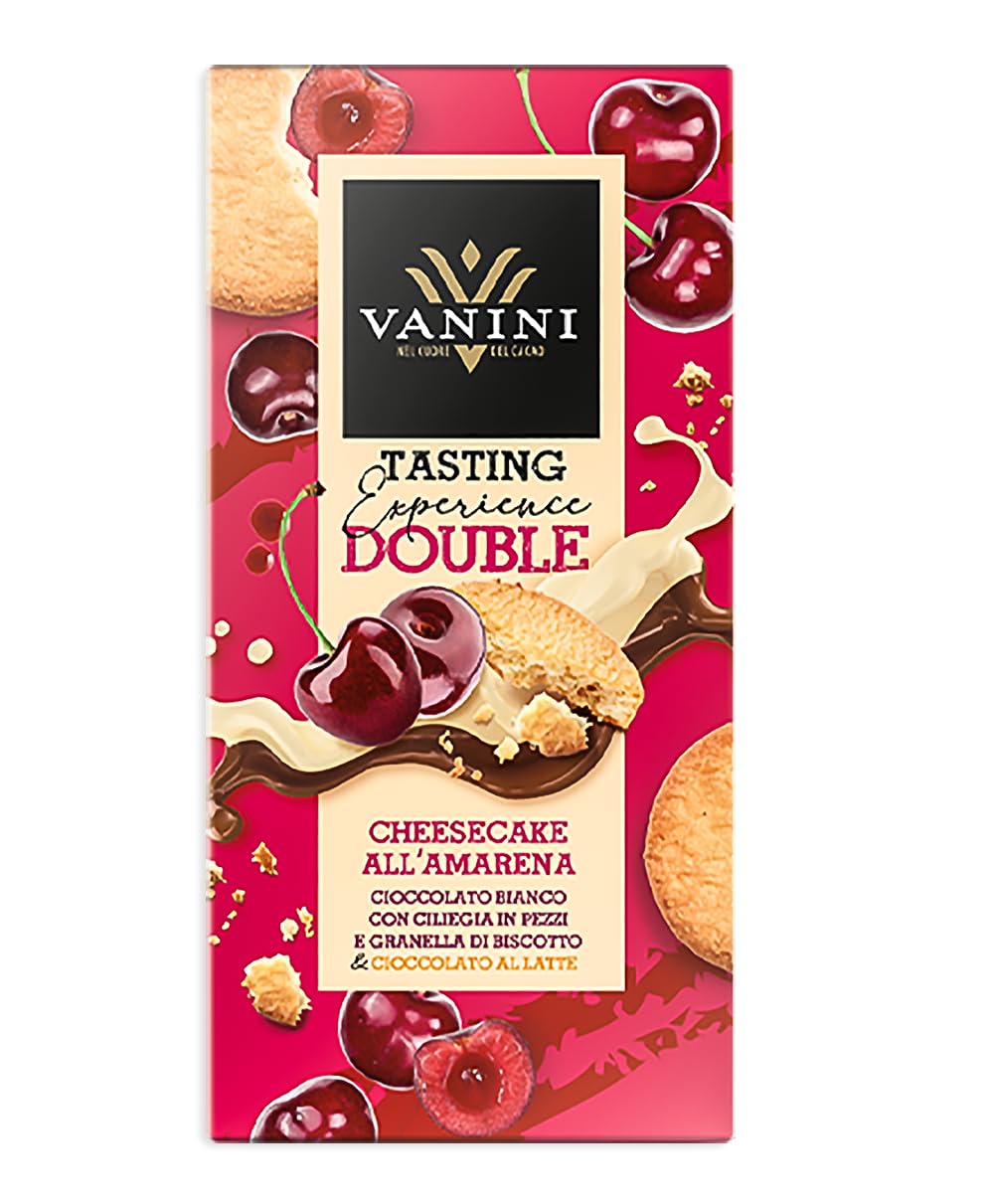 uw04wshudc.jpg Шоколад Vanini Cheesecake All Amarena з вишневим чізкейком 75 г - Зображення 1