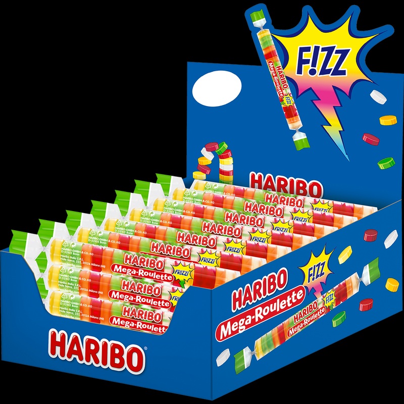 xnyehk1arv.jpg Желейки фруктові Haribo Mega-Roulette Saver кислі 45 г (в ящику 40 шт) - Зображення 1
