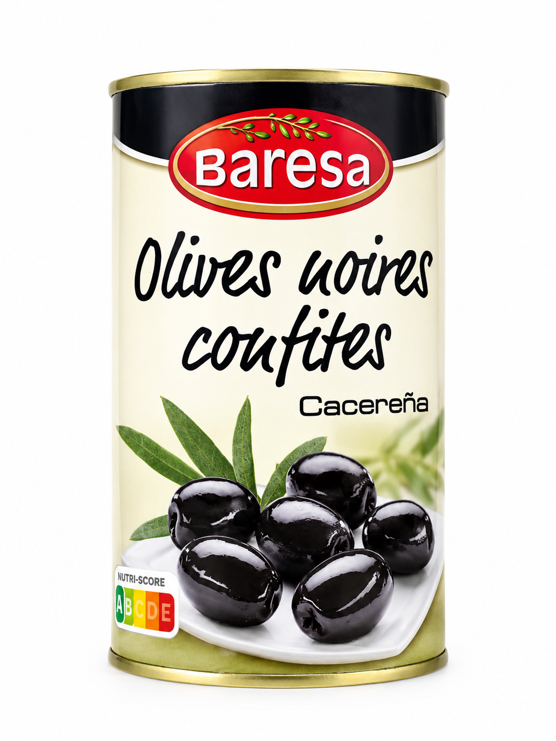 yjnufubybn.png Оливки Baresa чорні з кісточкою 350/185 г ж/б - Зображення 1